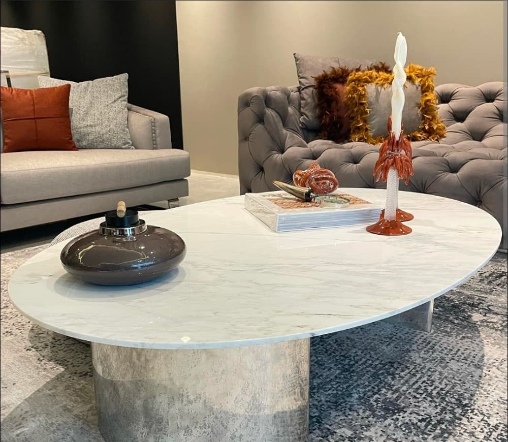 Özel Oval Mermer Salon Sehpa